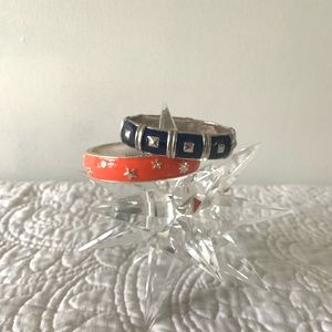 Orange and Blue Enameled Bangle Bracelets (2)